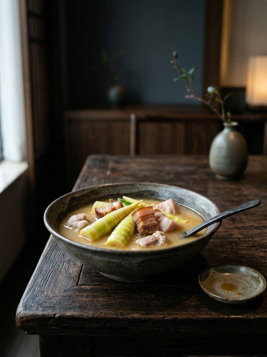 Original ClouChef poster: Jiangnan Clay-Pot Bamboo Shoots with Salted Pork